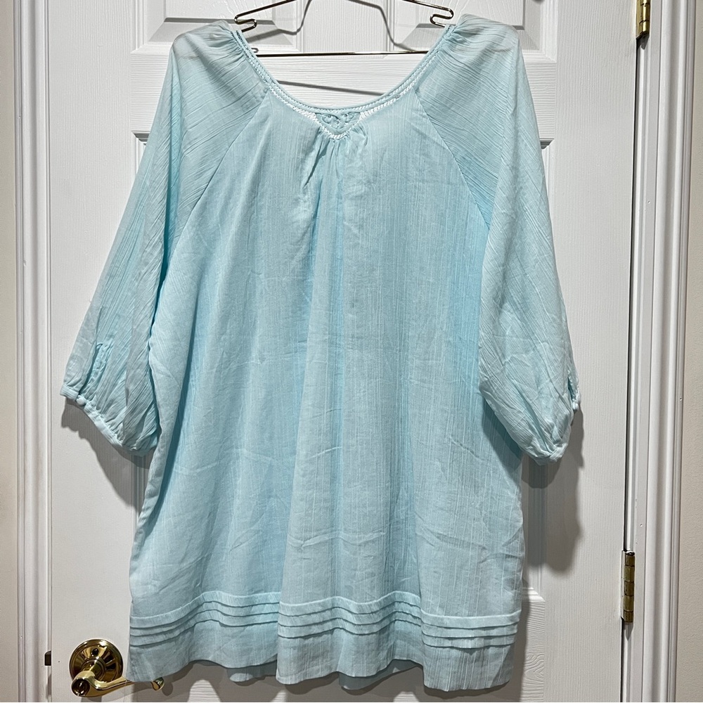 Soft Surroundings Light Blue Embroidered Cotton Tunic - Picture 2 of 10